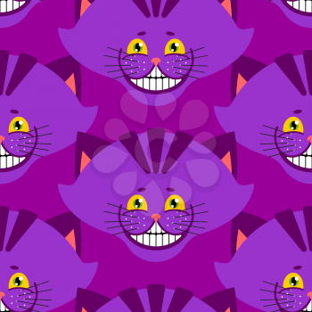 Cheshire cat smile pattern. texture Fantastic pet alice in wonderland. Magic animal background

