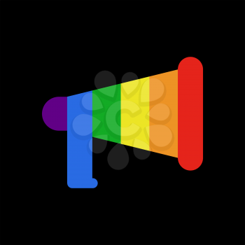Coming out LGBT sign.  message Lesbians and gays. Rainbow megaphone. Icon social network. Symbol Recognition of belonging to sexual or gender minority.
