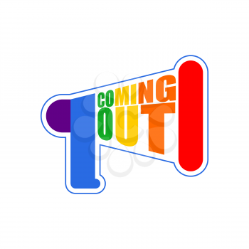 Coming out LGBT sign message. Rainbow megaphone Icon social network. Symbol Recognition of belonging to sexual or gender minority. Lesbians and gays
