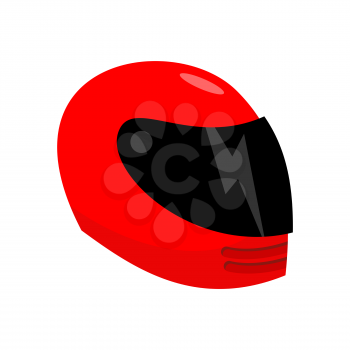 Motorcycle helmet red isolated. Racer helmet on white background