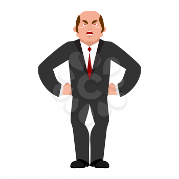 Angry businessman. Aggressive boss. Evil manager isolated
