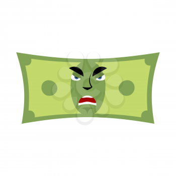 Money angry emotion. Cash Emoji evil. Dollar isolated
