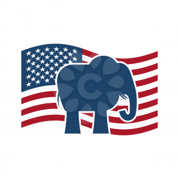 Republican elephant and US flag. Political Party America
