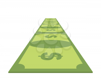 Road out of money. Wealth Path of cash. Dollar path