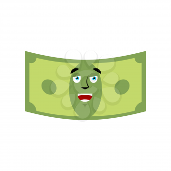 Money happy emotion. Cash Emoji cheerful. Dollar isolated
