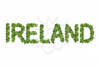 Ireland dlettring. Letters of clover. Irish shamrock Typography
