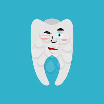 Tooth winks Emoji. Teeth emotion cheerful isolated
