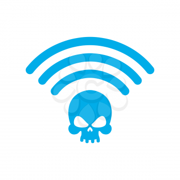 Wi-fi death. WiFi mortal. Wireless connection skull. Passing doom. demise at distance