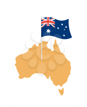 Australia map and flag. Australian resource and land area. State patriotic sign