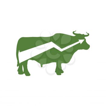 Green Bull Up Arrow. Exchange Trader illustration. Business concept
