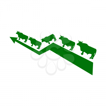 Green Bull Up Arrow. Exchange Trader illustration. Business concept

