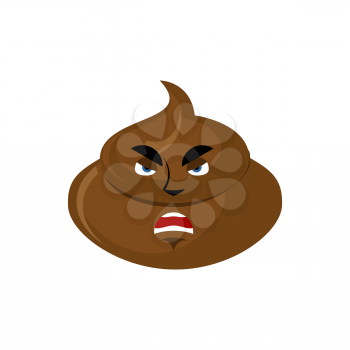 Shit angry Emoji. Turd aggressive emotion isolated
