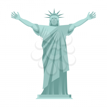 Statue of Liberty is cheerful. Happy landmark  America. Sculpture Architecture USA