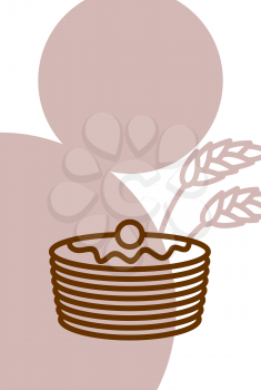 Bakery template design blank, poster. Pancakes and wheat ears
