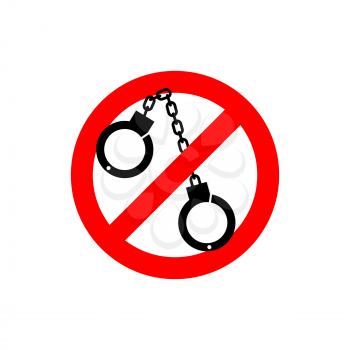 Stop police. handcuffs Prohibited sign. Ban cop
