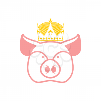 Royal pork. Pig in crown. Sign for meat production

