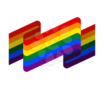 LGBT flag ribbon isolated. Rainbow tape banner. Sign of Pride flag. International symbol of lesbian, gay, bisexual and transgender