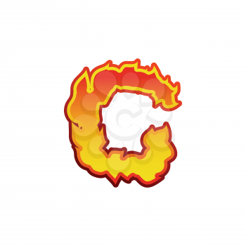 Letter C fire. Flames font lettering. Tattoo alphabet character. fiery sign alphabet