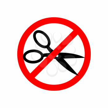 Stop cutting scissors. Prohibiting red road sign. Ban shears
