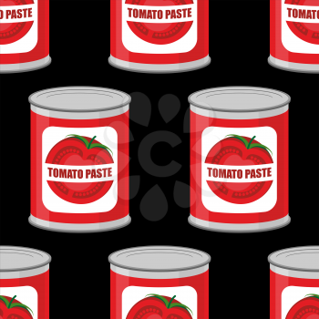 Tomato paste seamless pattern. Cans texture. Iron pot with tomatoes
