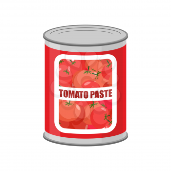 Tomato paste tin can. Canned food with tomatoes