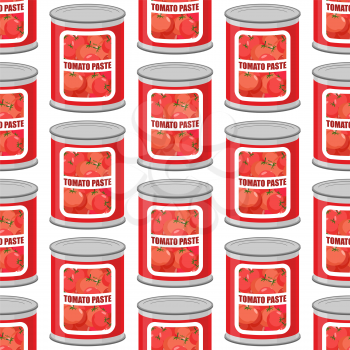 Tomato paste seamless pattern. Cans texture. Iron pot with tomatoes
