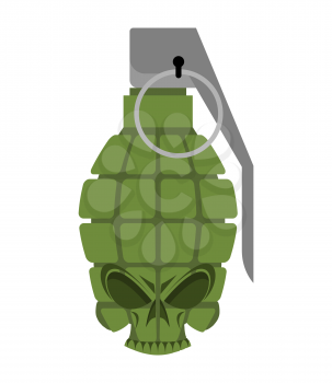 grenade skull. Head skeleton military ammunition. army bomb skull