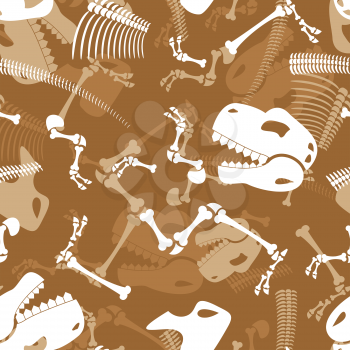 Skeleton dinosaur seamless pattern. Dino Bones ornament. Tyrannosaurus Skull background. Prehistoric reptile texture.
