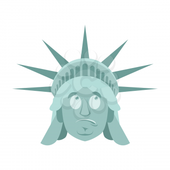 Statue of Liberty Surprised Emoji. US landmark statue face guilty emotion isolated