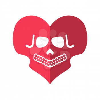 Dead love. Skulls heart. Deadly Cupid emblem
