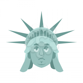 Statue of Liberty sad Emoji. US landmark statue face sorrowful emotion isolated
