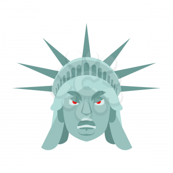 Statue of Liberty angry Emoji. US landmark statue face Aggressive emotion isolated