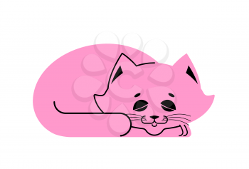 Sleeping cat pink isolated. kitten be asleep. sleep pet
