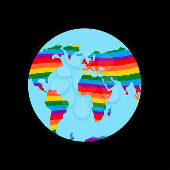 LGBT earth. Planet mainland and gay flag rainbow colors
