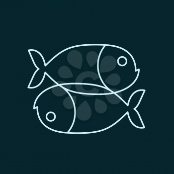 Fish Zodiac sign icon. Sea animal symbol isolated
