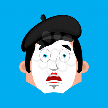 Mime Surprised emotion face avatar. pantomime open-eyed emoji. mimic icon. Vector illustration
