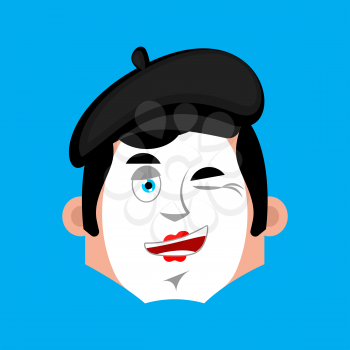 Mime winking emotion avatar. pantomime happy emoji. mimic icon. Vector illustration
