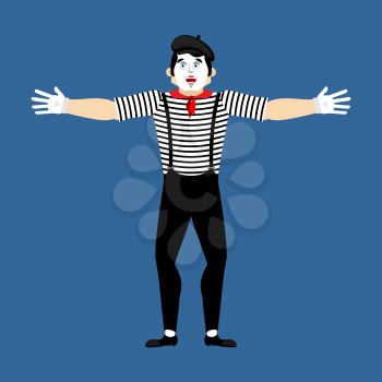 Mime happy. pantomime merry. mimic cheerful. Vector illustration
