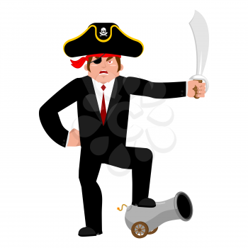 Businessman pirate. Manager of  filibuster. Business  buccaneer. Vector illustration
