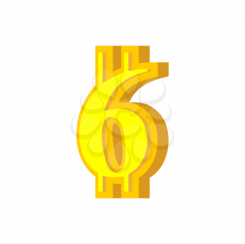 6 numeral bitcoin font. Six numeric Crypto currency alphabet. Lettering virtual money. Vector illustration