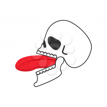 Skull open mouth and tongue. Head of skeleton open mouth. Vector illustration