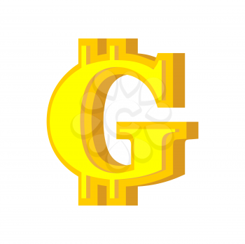G letter bitcoin font. Cryptocurrency alphabet. Lettering virtual money. Vector illustration