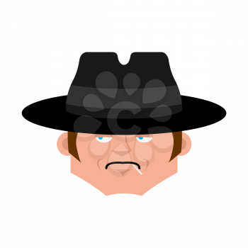 Spy face in hat isolated. Detective avatar. Vector illustration
