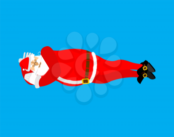 Santa Claus sleeps isolated. Rest before work. Christmas relaxation. New Year illustration
