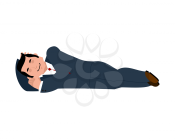 Businessman sleeping isolated. Boss asleep. Office life. Vector illustration.
