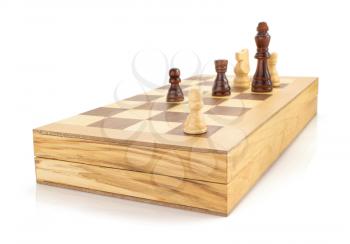 chess figures and board isolated at white background