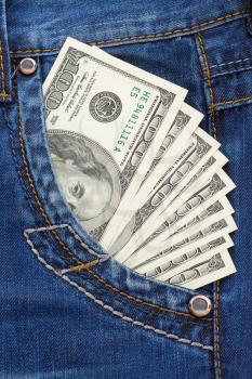 dollars in jeans pocket background