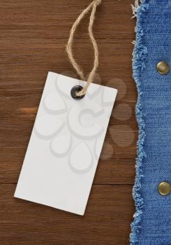 blue jean on wood texture background