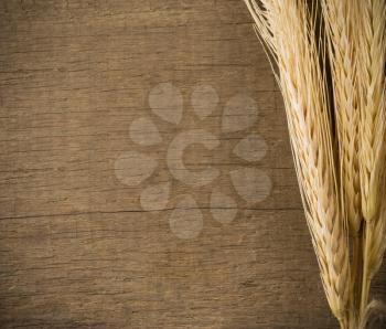 ears spike on wood texture background