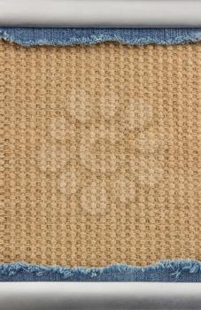 jeans and background of burlap hessian sacking